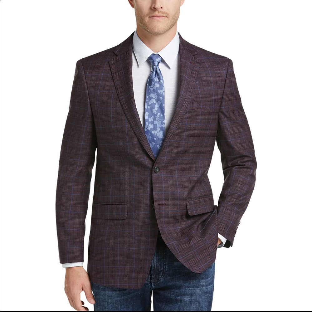 Calvin Klein X-Fit Plum Plaid Slim Fit Sport Coat